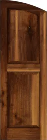 Arched Stone Harbor Walnut Shutters