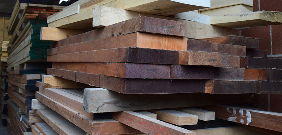Wholesale hardwood lumber stacks